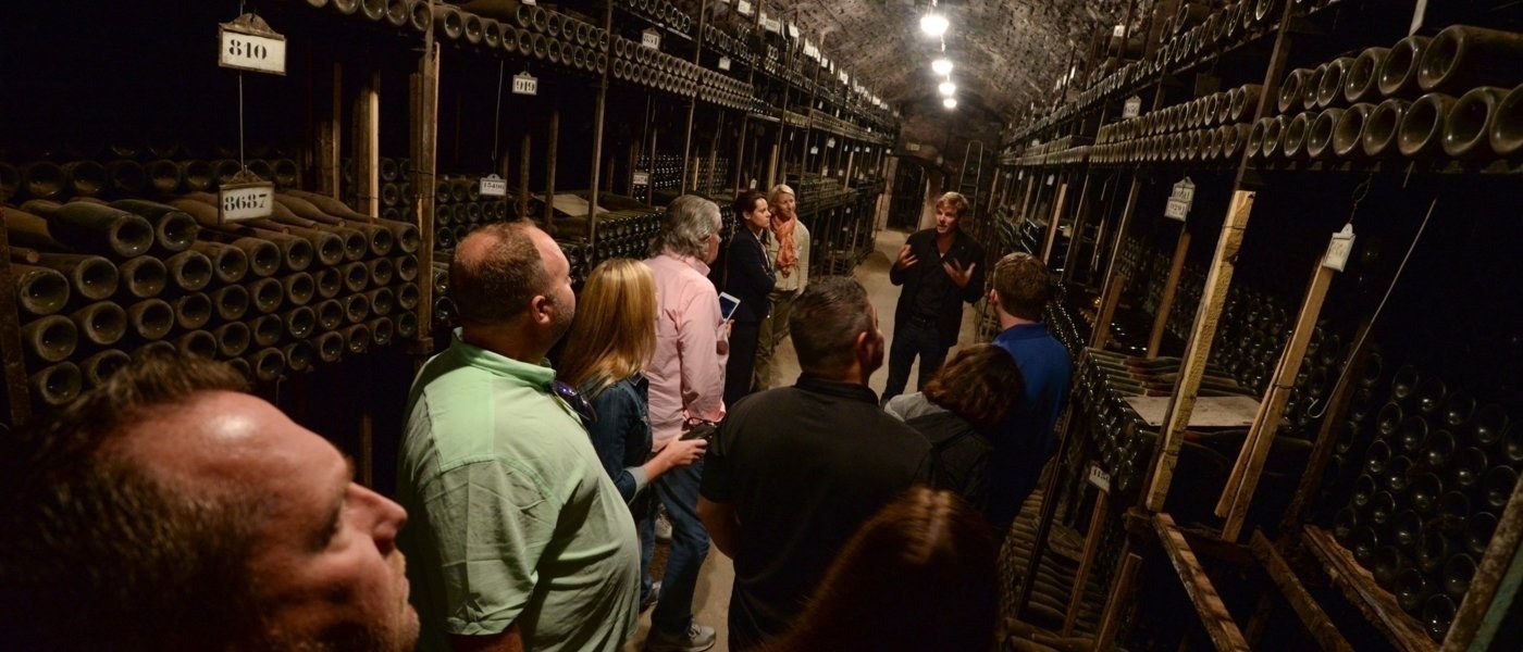 people visiting a wine cellar in burgundy - Wine Paths
