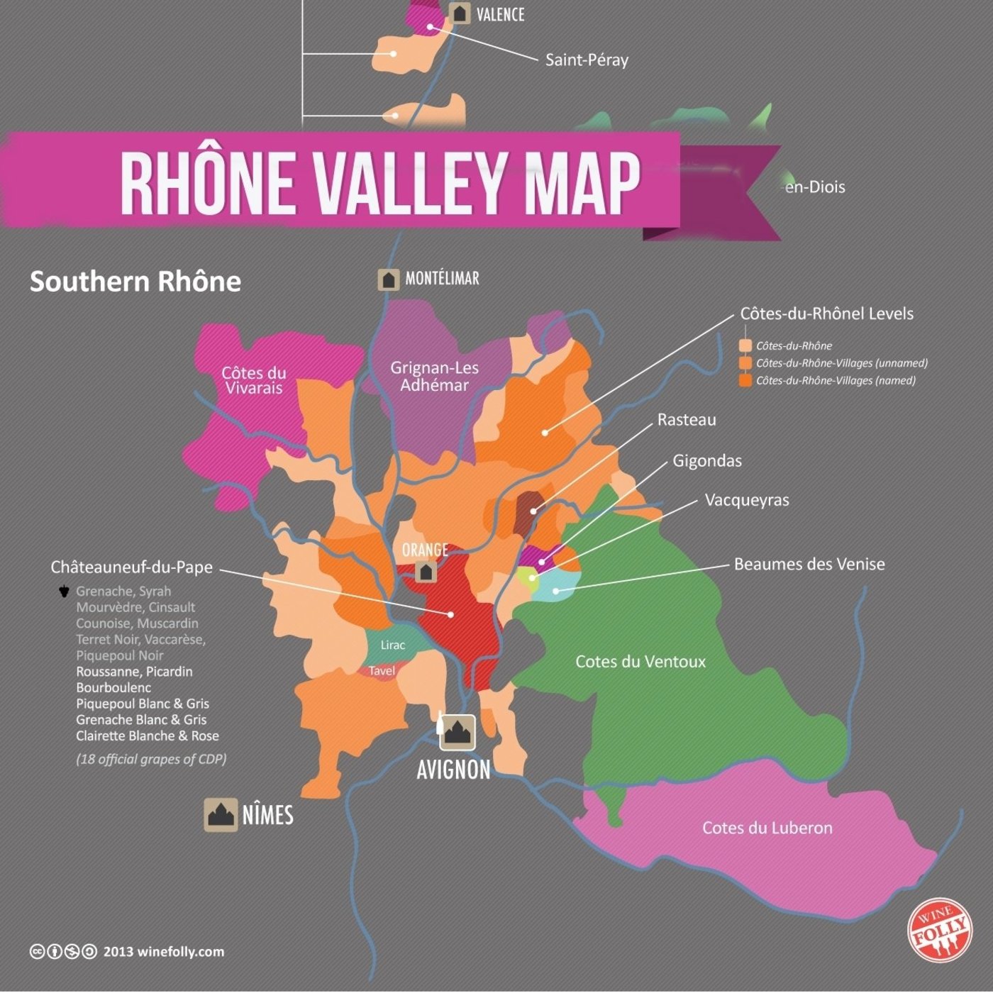 Southern Rhône Valley Wine Map - Wine Paths